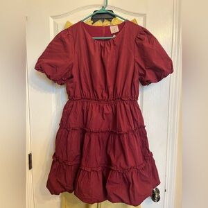 Charming Burgundy Bubble Dress